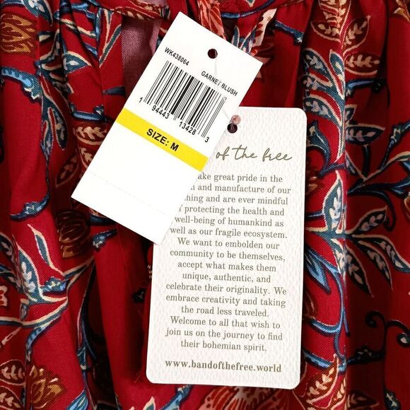 Band of the Free Dress Medium Connie Garnet Blush Boho Red Tiered Skirt Tassels - Picture 12 of 15